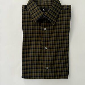 Banana Republic Men's Checkered Shirt in Dark Blue and Olive